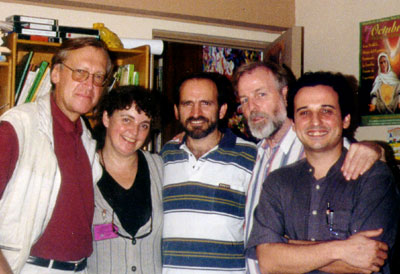 In the prison library: from left to right, Eugene Schoulgin, Marian, Jehude Simon Munaro, Jens Lohman and Carles Torner